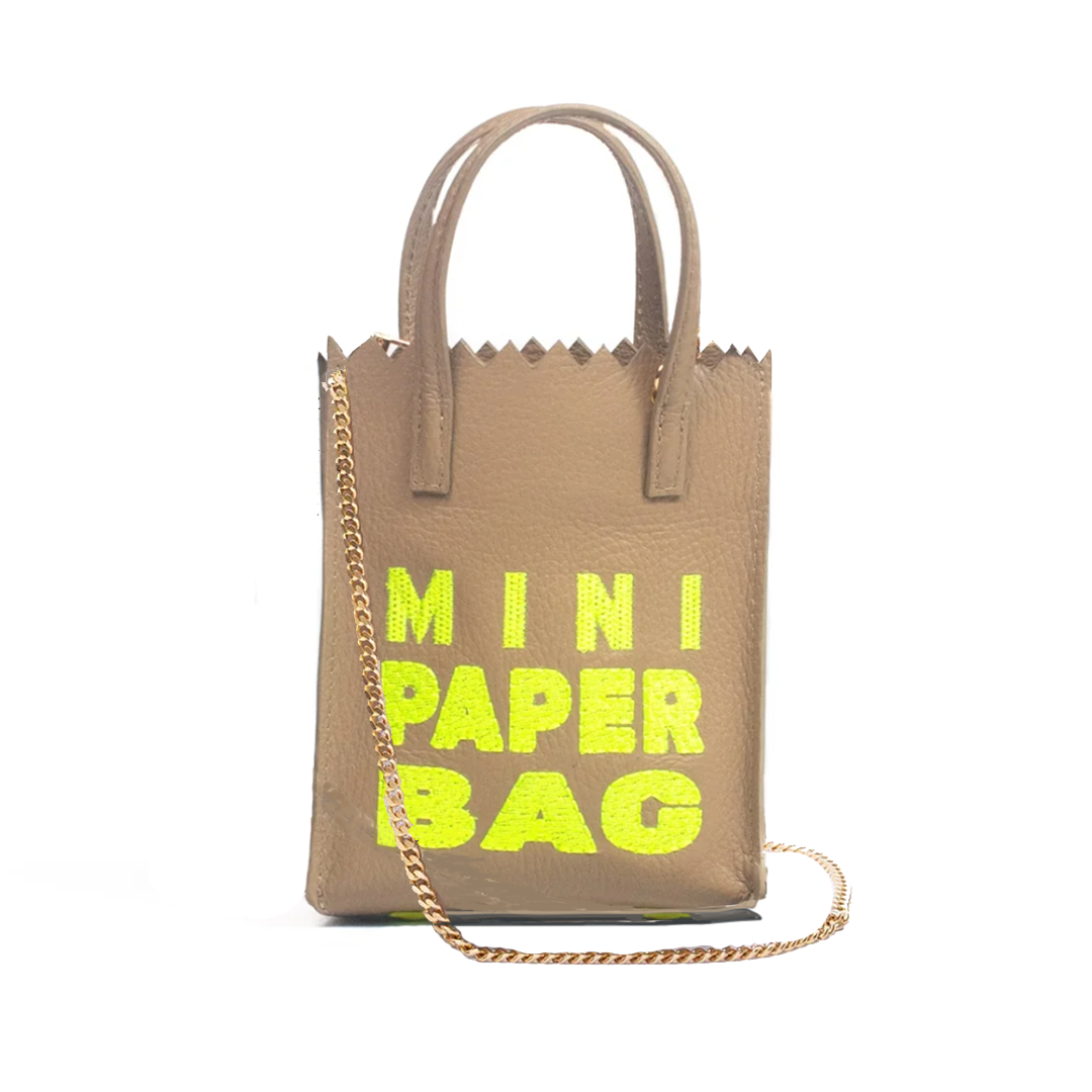 Mini Paper Bag Beige X Amarillo Neón