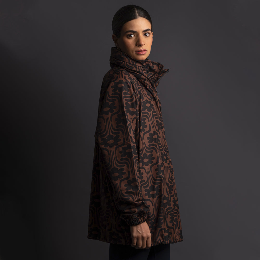 Rompevientos Oversize Flor Egipcia Café