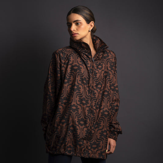 Rompevientos Oversize Flor Egipcia Café