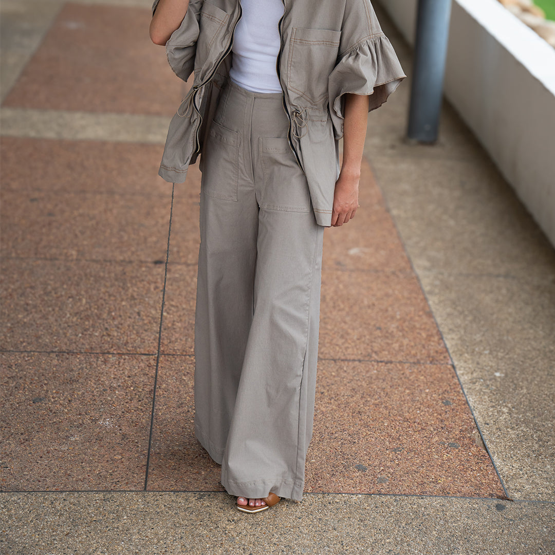 Pantalón Bota Ancha Beige
