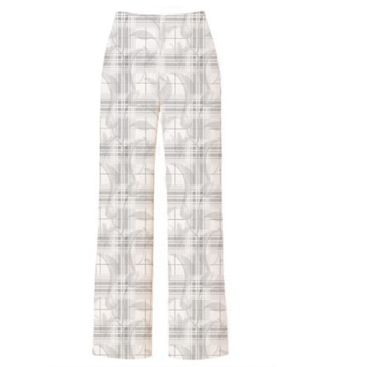 Pantalon Cayetana Tartan Flower Ivory