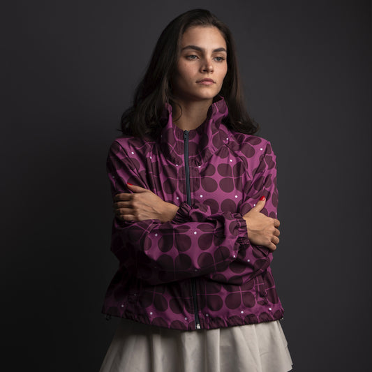 Rompevientos Cropped Trebol Fucsia