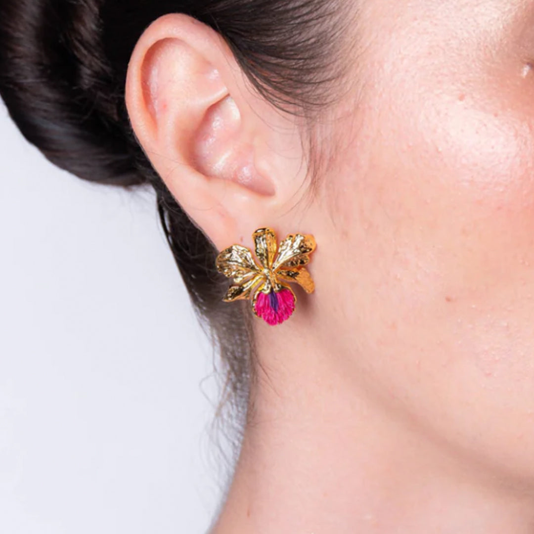 Aretes Cattleya Fucsia
