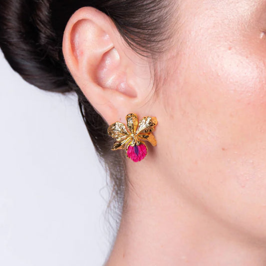 Aretes Cattleya Fucsia